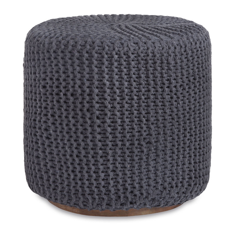 Repose-pieds rembourré en coton Tweedy, 100 % coton gris foncé