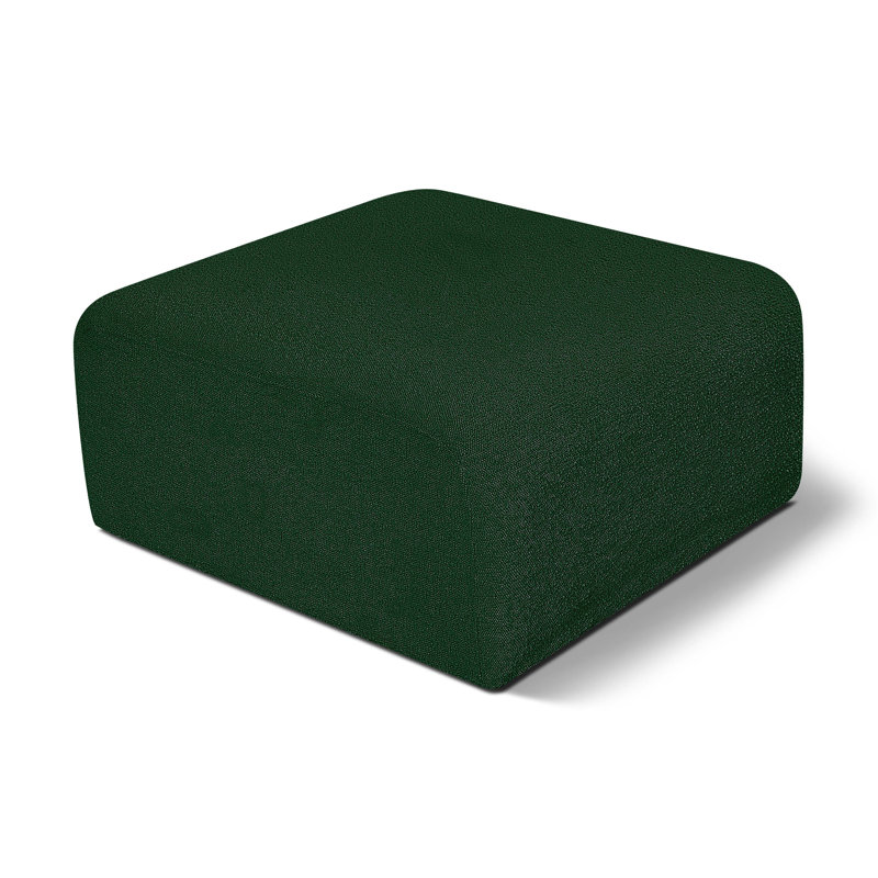 Hisanaga Upholstered Ottoman, Green Boucle Fabric