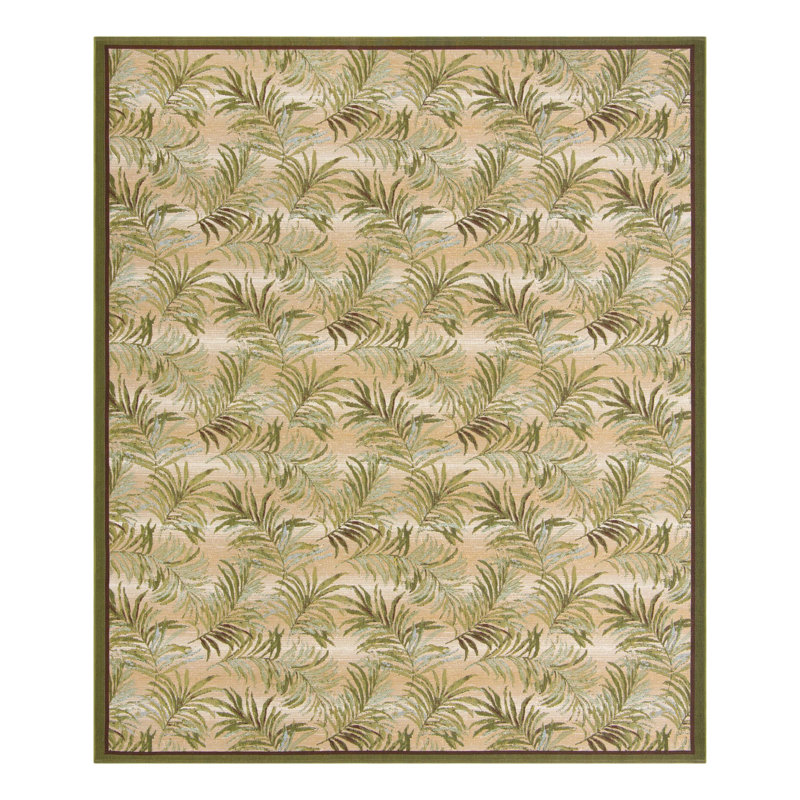 Green Keukenhof Indoor/Outdoor Botanical Rug, Rectangle 10' x 12'