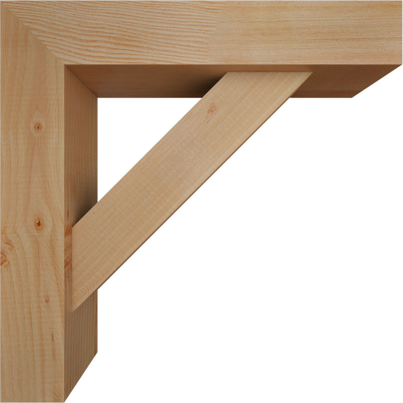 Traditional Block Bracket with Offset Brace, 22 x 22, 5 1/2"W Douglas Fir (Smooth)