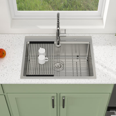 Évier de cuisine à montage sur plan à montage sur plan en acier inoxydable T304 avec planche à découper