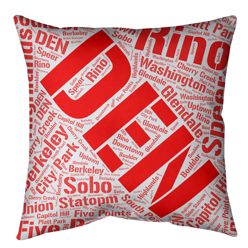 Coussin intérieur/extérieur denver, Non, H 16 po x l 16 po, Rouge