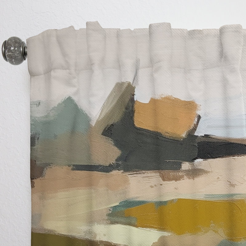 Vert et beige - Transcendant la réalité III - Rideau à peindre - Velours obscurcissant - 1 panneau, L 52 po x L 63 po