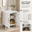 Ensemble meuble-lavabo moderne de 61,2 cm (24,09 pouces) avec lavabo, armoire blanche brillante ondulée, poignées dorées, tablette réglable, meuble de rangement autoportant