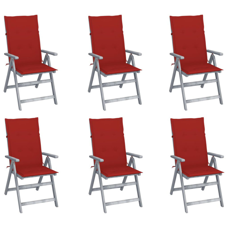 Acacia Patio Dining Armchair with Cushion, Red