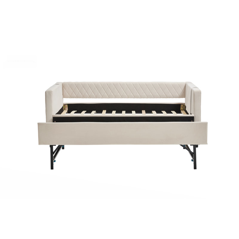Twin Daybed with Trundle, Beige