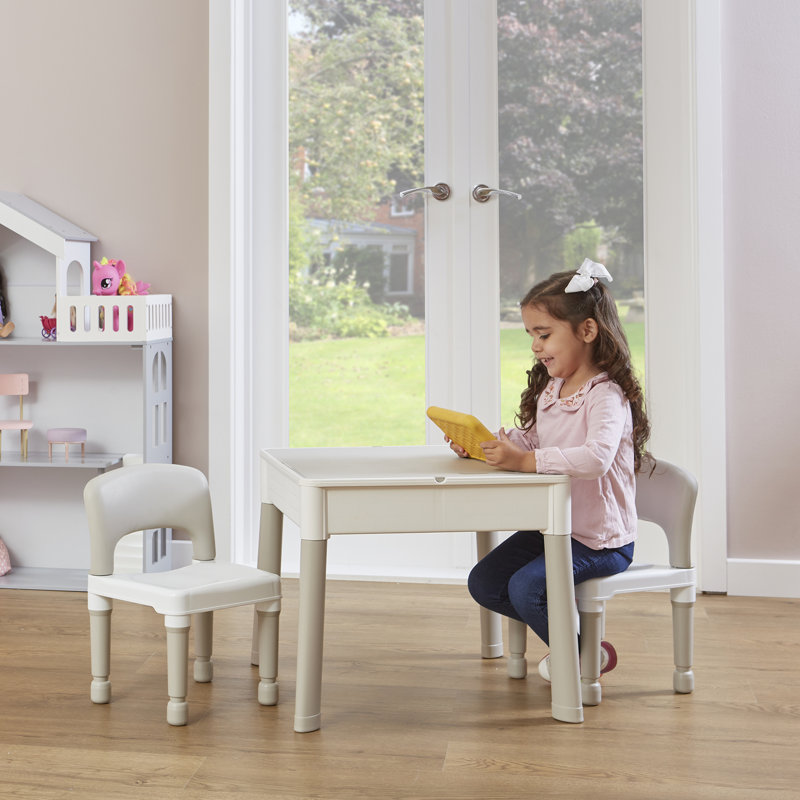 Kids 5-in-1 Grey Activity Table and Two Chairs Set