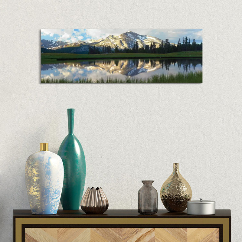 Panorama Of Mammoth Peak And Kuna Crest Reflected In Seasonal Pool, Upper Dana Meadow, Yosemite National Park, California by Tim Fitzharris - Wrapped Canvas Panoramic Print