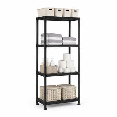  Plastic Shelves, Sturdy Plastic Shelving Unit, 23.6"W x 11.8"D x 52.6"H, 264 LBS Capacity, Storage Shelves for Garage Closet Shed Pantry