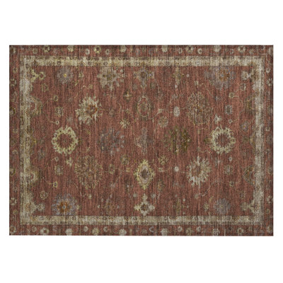 Machine Washable Indoor/Outdoor Xhevrie Paprika Rug