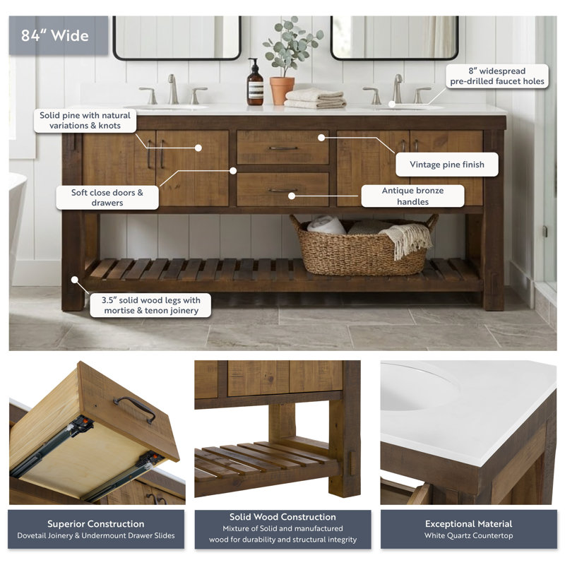 Farmhouse 84" Double Bathroom Vanity