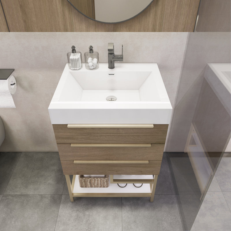 Meuble-lavabo simple 24 po Crooke, Chêne clair