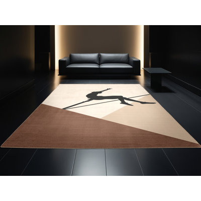 Tapis minimaliste beige à saut en hauteur lavable à la machine Takengon