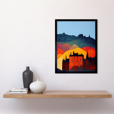 Edinburgh Autumn Scotland Folk Art City - Single Picture Frame Print