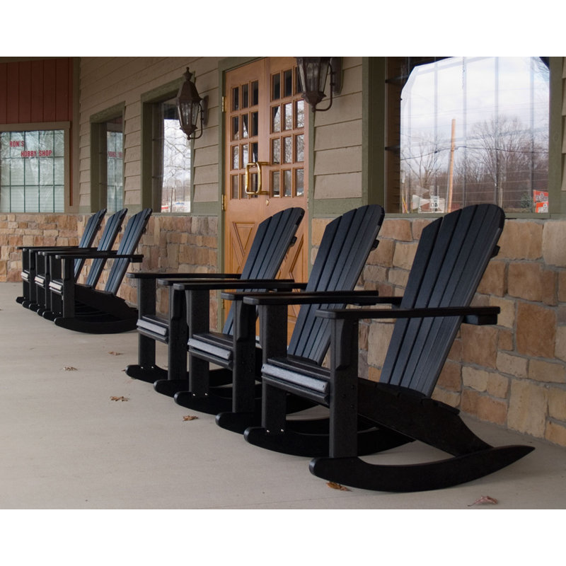 POLYWOOD Seashell Rocking Chair, Black