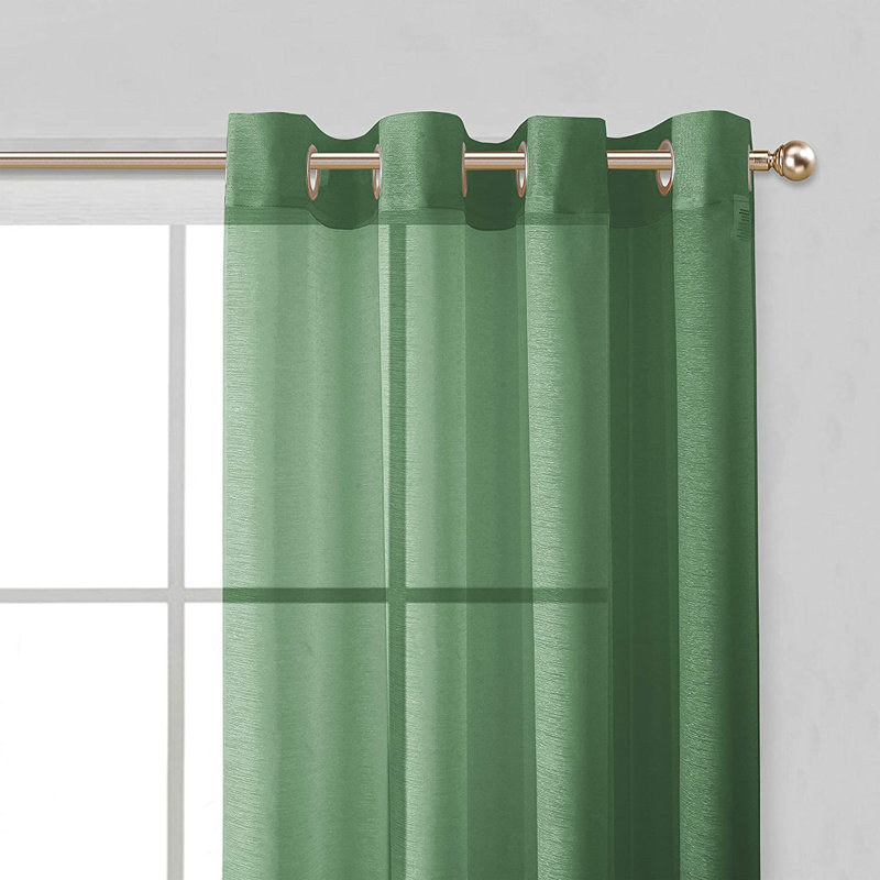 Makeira Semi Sheer Curtain Pair, Sage, 2 Panels