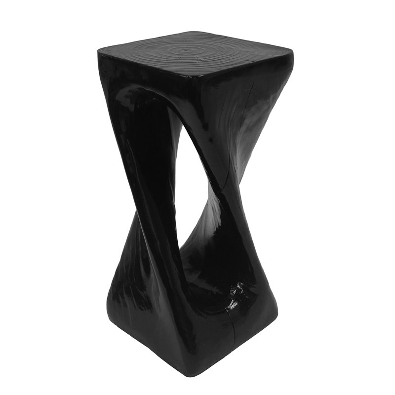 Esdert MGO Twist Shape Side Table, Black, 26.8" H x 12.5" W x 12.5" D