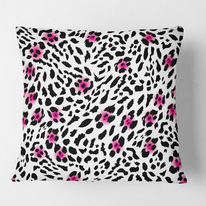 Coussin Leopard Fur Safari II - Mid-Century, 16 po x 1 po, Noir, Carré