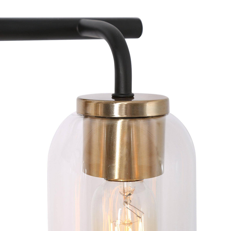 Hazella 3-light Dimmable Transparent Glass Brass/Black Modern Vanity Light