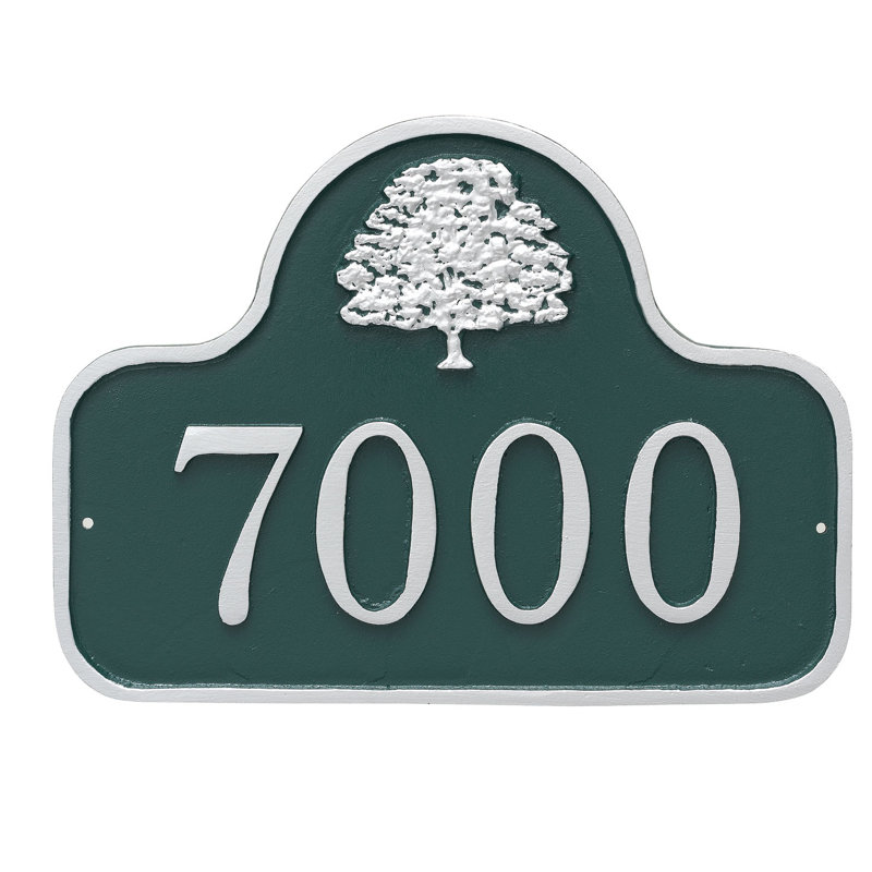 Plaque d’adresse murale sur 1 ligne, Vert forêt / argent, Oui