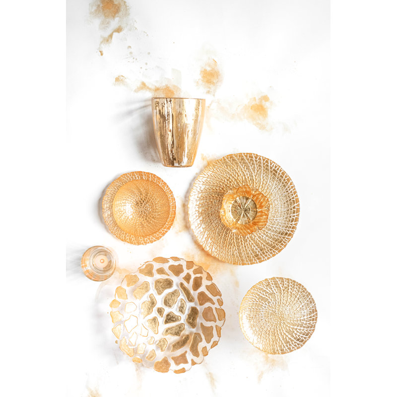 Handcrafted Gold Glass Round Charger Plate