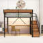 Lit mezzanine avec bureau intégré, prise de courant, bande DEL, panneau perforé, escalier de rangement et garde-robe-1424717536-1424717538
