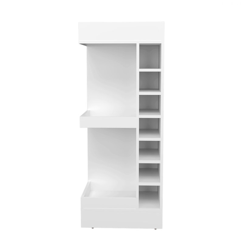 3-Tier Corner Bar Cabinet With Fourteen Wine Bottle Cubbies, White