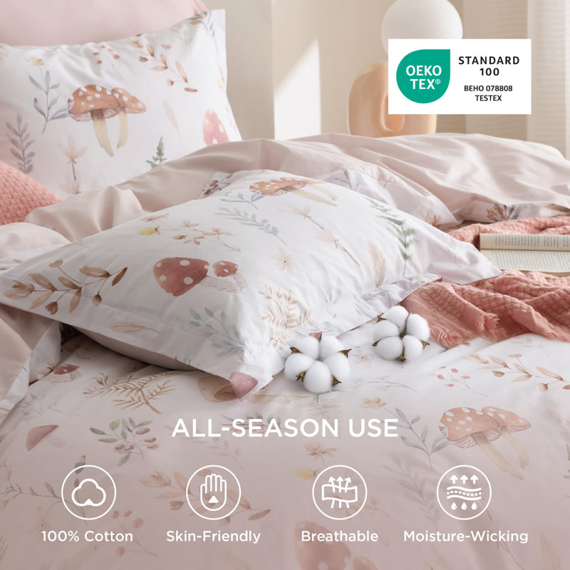 Ensemble de housse de couette 100% coton avec fermeture à glissière