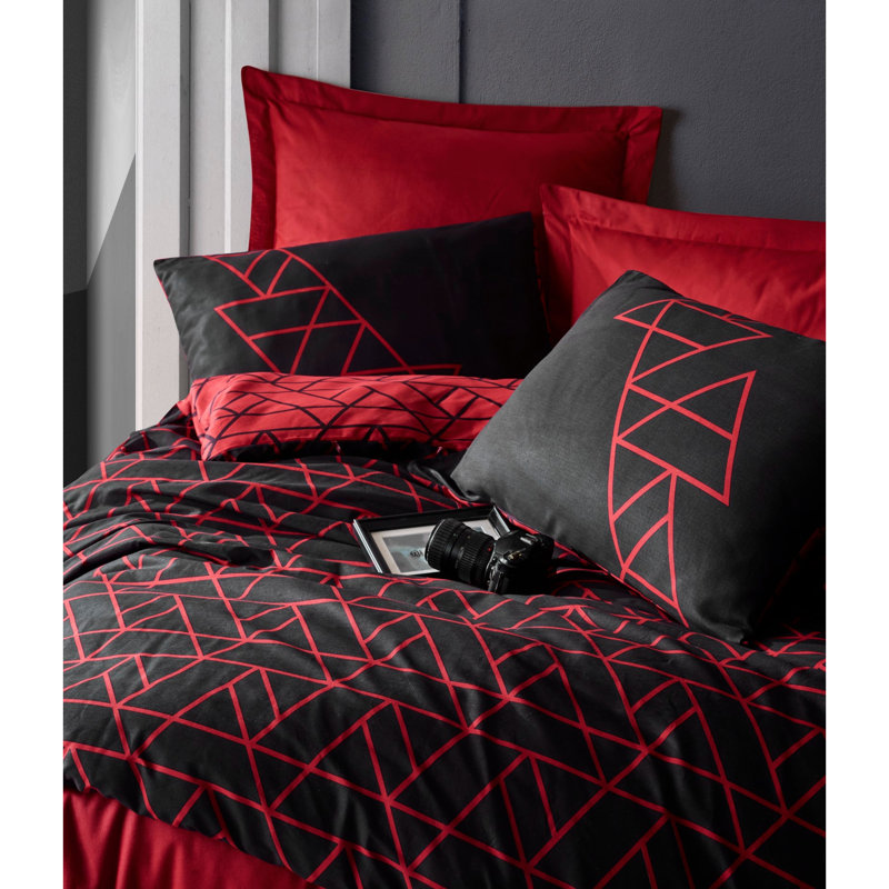 Shoup Cotton Solid Colour Duvet Cover with Pillowcases Included, 200 x 220 cm Duvet Cover + 3 Additional Pieces