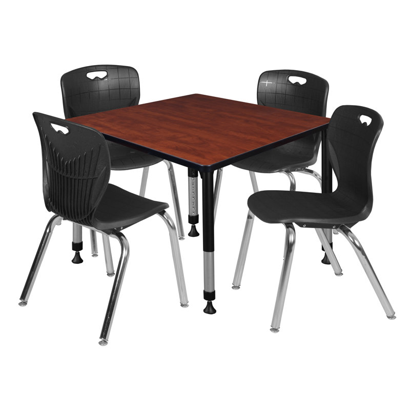 Ensemble de table de salle à manger et de chaises Kee Square, Cerise / chrome / noir, H 34 po x L 42 po x l 42 po