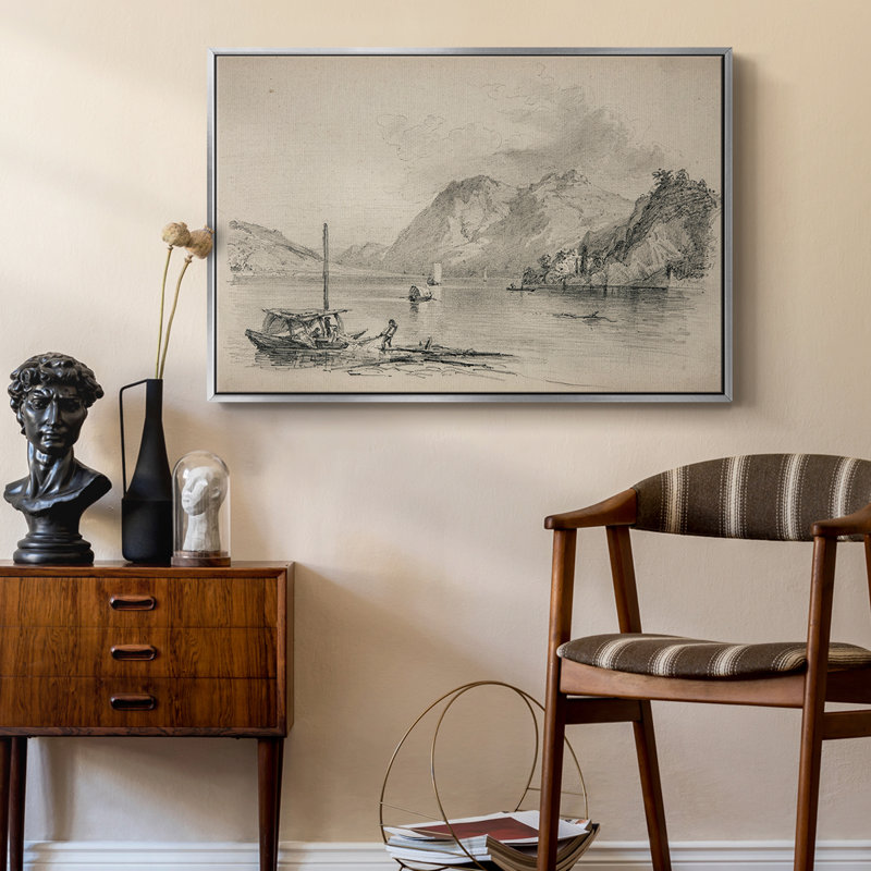 Croquis rétro-Lxxi, H 27 po x l 41 po x P 2 po, Toile argentée avec cadre flottant