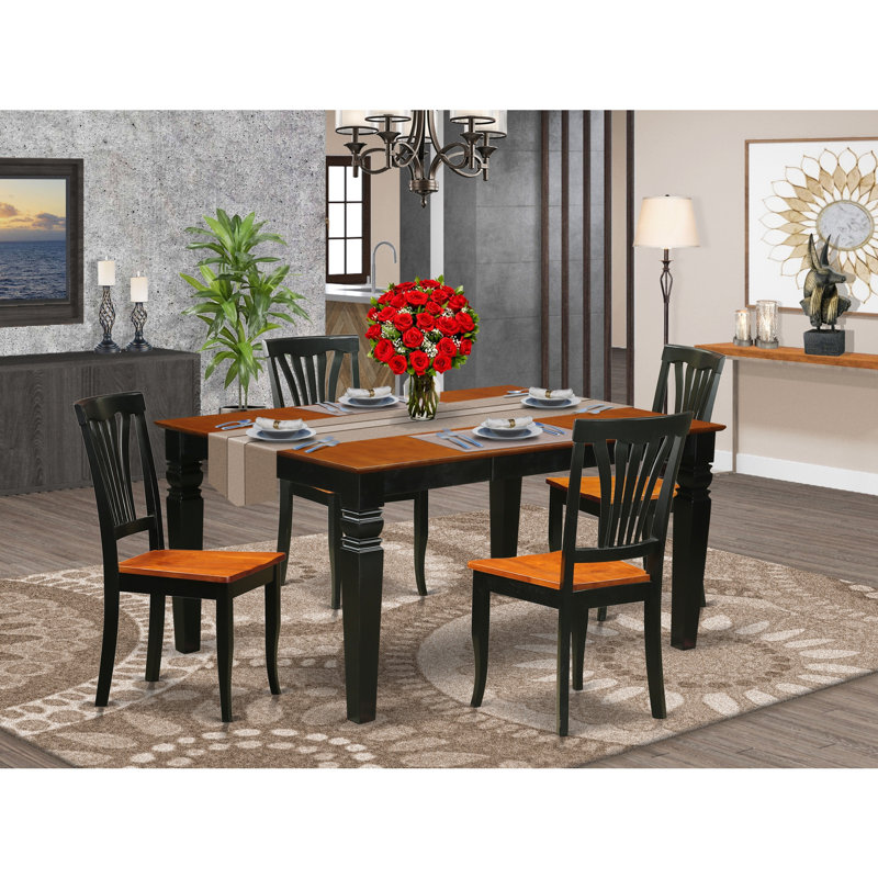 Ensemble de salle à manger Beesley Butterfly Leaf, Noir / Cerisier, 5 (1 table + 4 chaises), 30" H x 84" W x 42" D