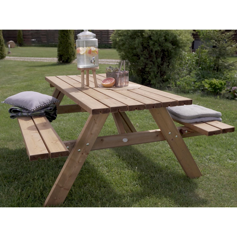 Aaliyah 6 - Person Wood Patio Dining Set with Rectangular Table, Brown