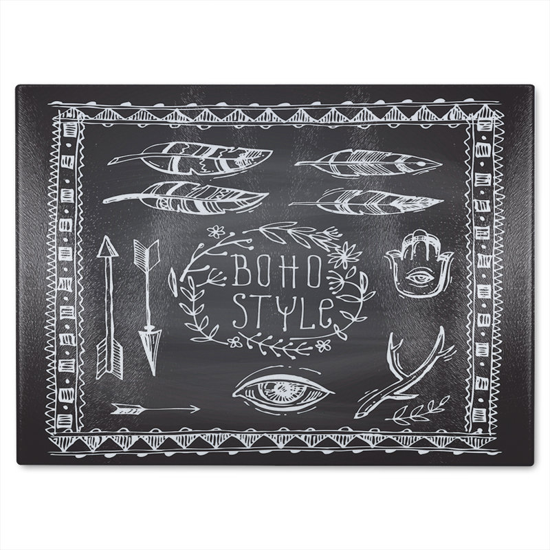 Boho Style Motivating Phrase Glass Chopping Board