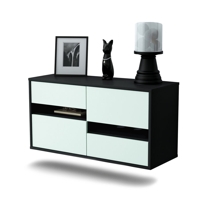 Franzella Unfinished Floating TV Stand, Light Blue