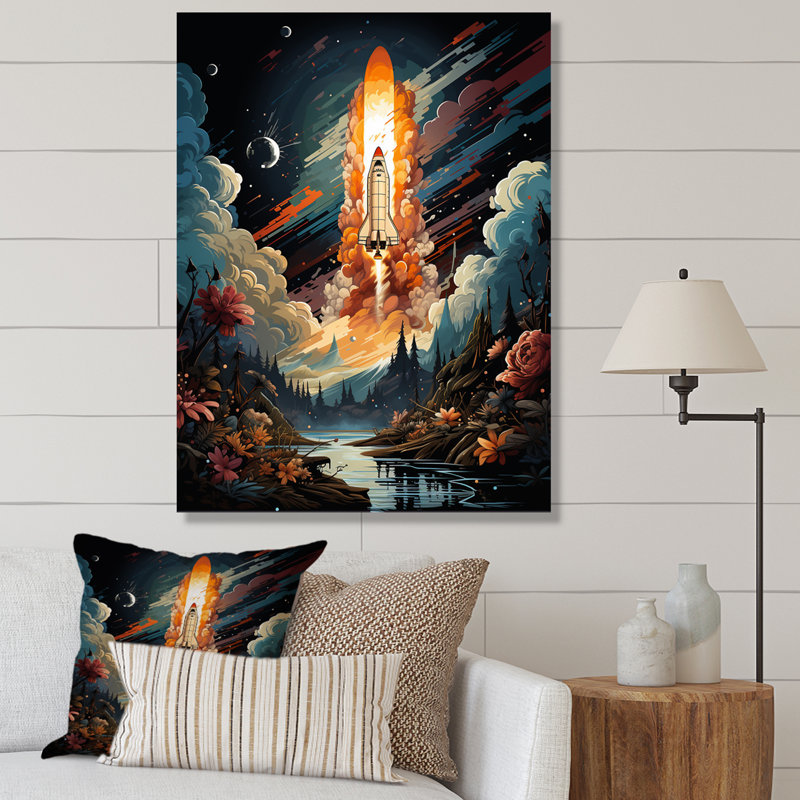 Rocketship Rhyth II - Rocketship, reproduction d'art mural, H 20 po x l 12 po x P 1 po, Toile tendue