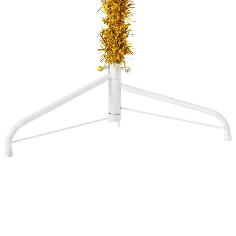 Moitié de sapin de Noël artificiel avec support, 70,9 po x 19,3 po, Or