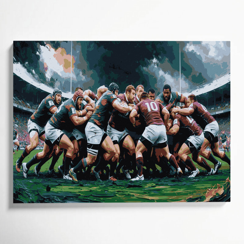 Sports Rugby Black Canvas Wall Art, 16" H x 20" W