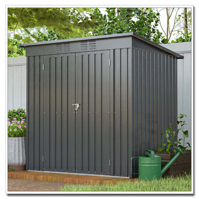 6 x 4 ft Outdoor Storage Shed, All Weather Tool Shed for Garden, Backyard, Lawn, Black, Black, 47" H x 71.9" W x 68" D