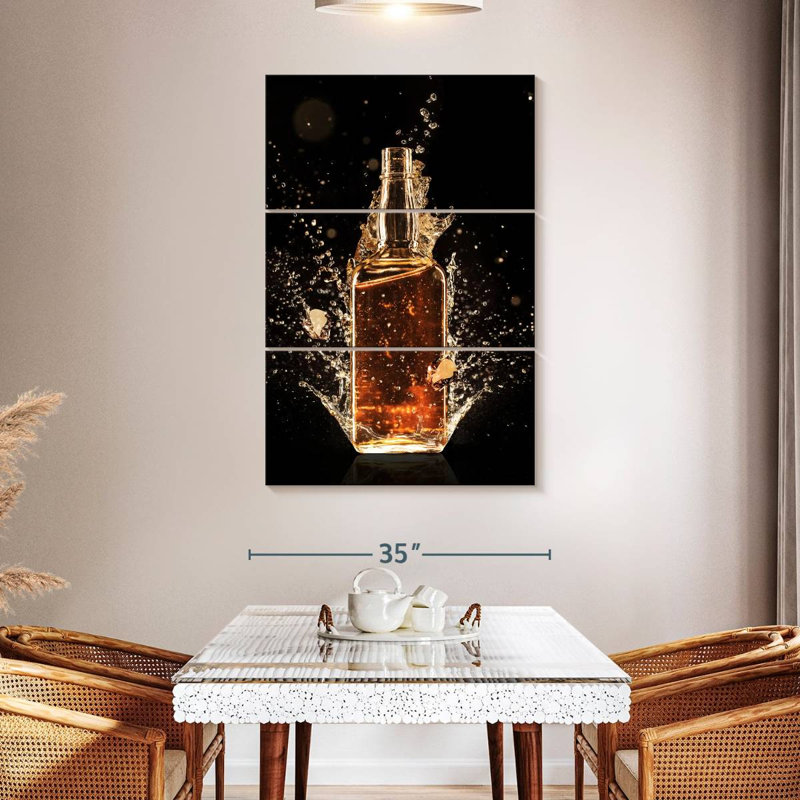 Yarlin Whiskey Bottle Splash, 50" H x 32" W