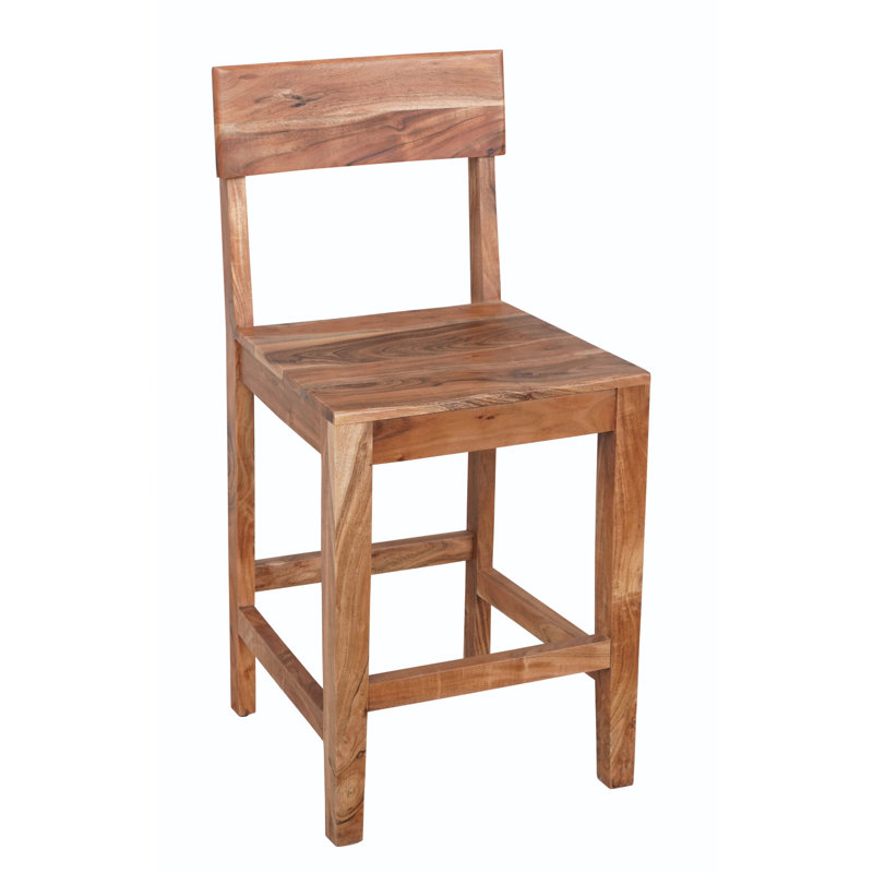 Chaise de bar 18 po en bois massif brun