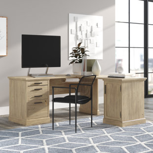 L-Shaped Home Office Desk in Prime Oak