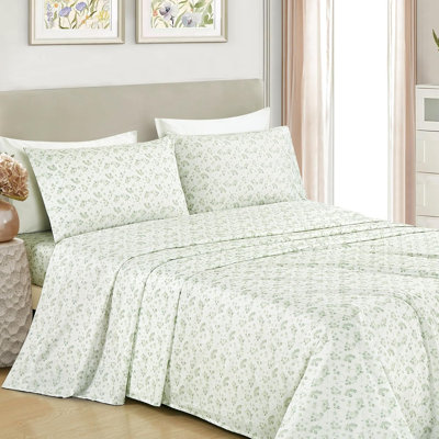 Floral Printed Microfiber Sheet Set