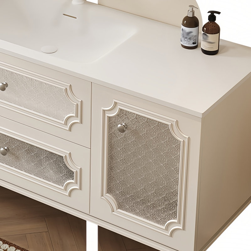 Armoire de salle de bain de style français crème, H 19,68 po x l 47,24 po x P 21,65 po