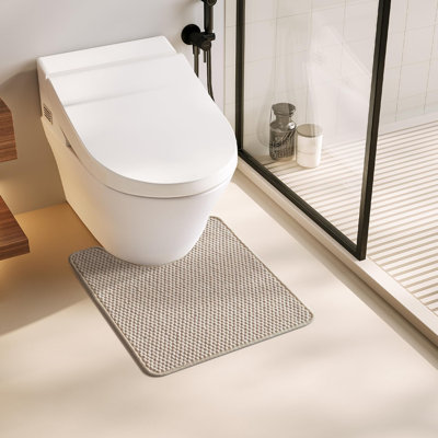 Bathroom Rugs Non Slip Washable, Super Absorbent Thin Bath Mat Small Quick Dry Low Pile Bathroom Rug, Beige 20"x24" U Shape