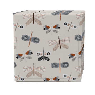 Fabric Textile Products, Inc. Napkin Set Of 4, 100% Cotton, 20X20", Butterfly And Moth Design