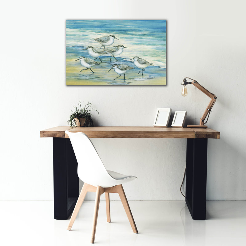«Surfside Sandpipers» par Paul Brent, H 26 po x l 40 po x P 1,5 po