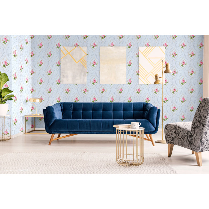 Dolph 10m x 53cm Wallpaper Roll, Blue / Pink