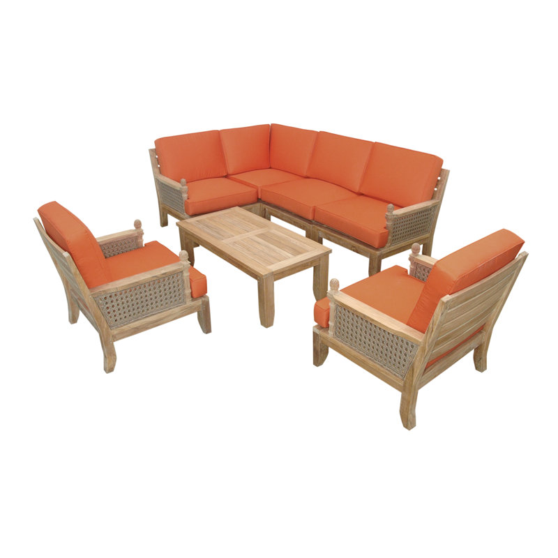 Luxe Outdoor 7 - Piece Teak Conversation Set