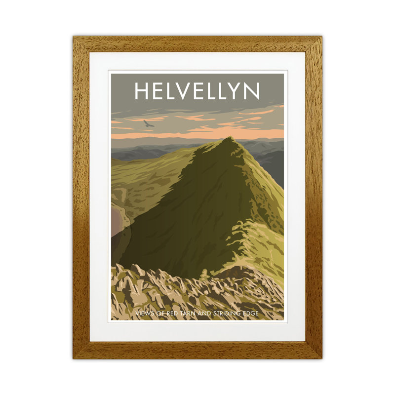The Lakes Helvellyn by Stephen Millership - Print on Canvas, Brown Framed Paper, 43.5cm H x 33.5cm W x 3cm D